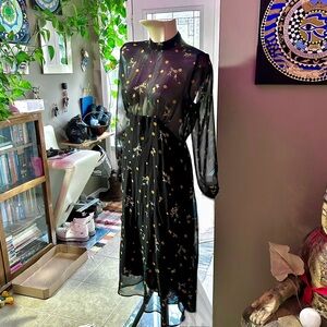 Sheer Black Floral Dress